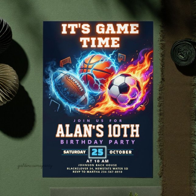 Invitación Sports Game Time Birthday Party - All Element (Sports Game Time Birthday Party - All Element Invitation
)