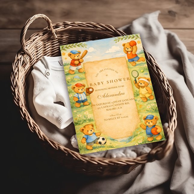 Invitación Sports Teddy Bear Baby Shower (Subido por el creador)