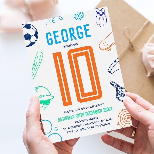 Invitación Sports Theme Boys Modern Birthday Party (Subido por el creador)