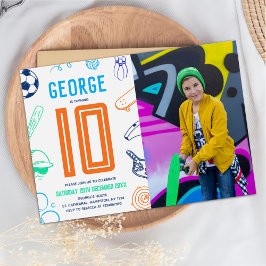 Invitación Sports Theme Boys Modern Birthday Party Photo