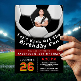 Invitación Sporty Photo Birthday Invitation For Boys | Soccer