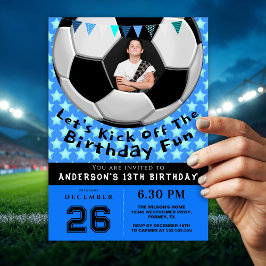 Invitación Sporty Photo Birthday Party Invitation | Soccer