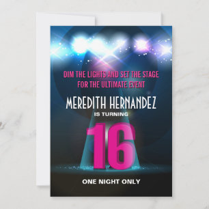 Invitación Spotlight Star Pink Sweet 16