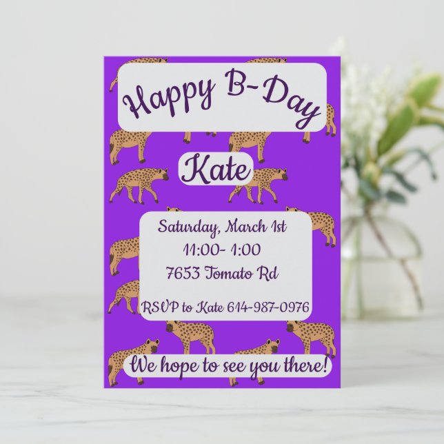 Invitación Spots Hyenas Happy Birthday (Anverso de pie)