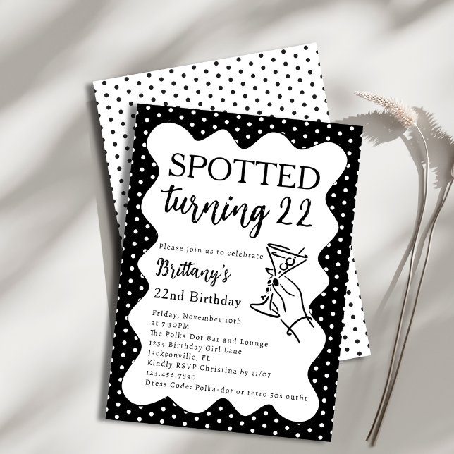 Invitación Spotted Turning 22 Polka Dot 22nd Birthday Party (Subido por el creador)