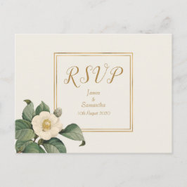 Invitación Sprig floral blanca simple | Postal RSVP de boda