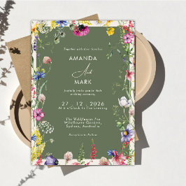 Invitación Spring Boho Chic Colorful Wildflower Wedding 