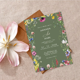 Invitación Spring Boho Chic Colorful Wildflower Wedding 