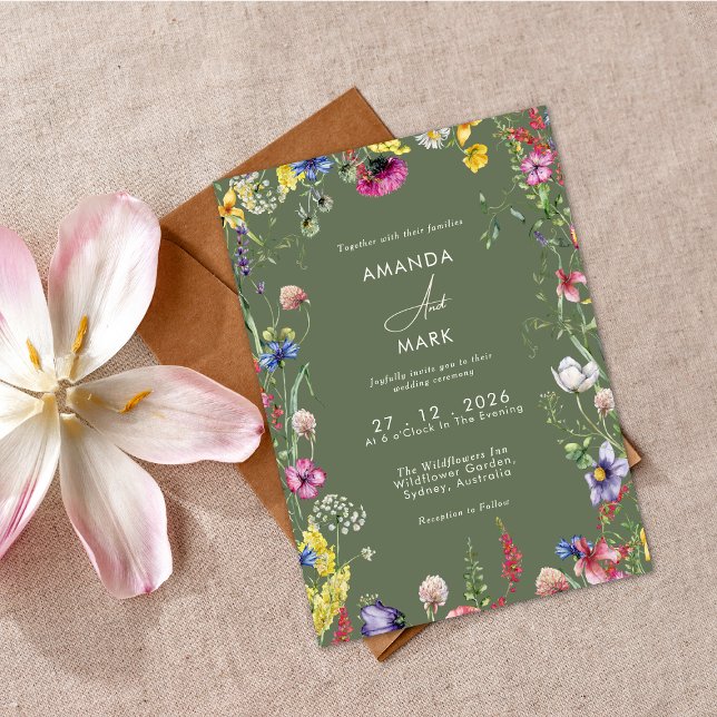 Invitación Spring Boho Chic Colorful Wildflower Wedding  (Subido por el creador)