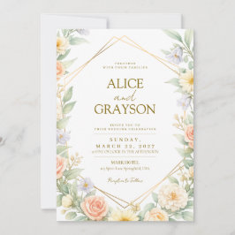 Invitación Spring Boho Colorfull Floral Watercolor Wedding