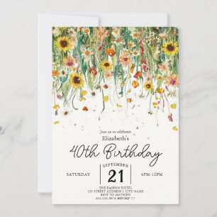 Invitación Spring Boho Wildflowers 40 cumpleaños