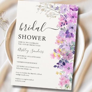 Invitación Spring Bridal shower with wildflowers Purple Color