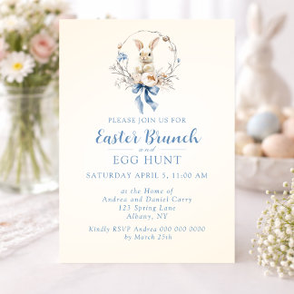 Invitación Spring Bunny Vintage Easter Brunch and Egg Hunt  I