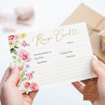 Spring Colorful Floral Bridal Shower Recipe Card