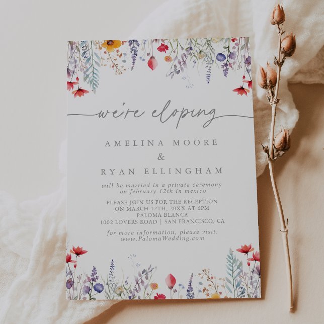 Invitación Spring Colorful Wildflower Elopement Reception (Subido por el creador)