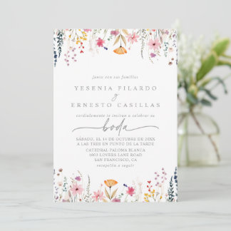 Invitación Spring Colorful Wildflower Spanish Wedding