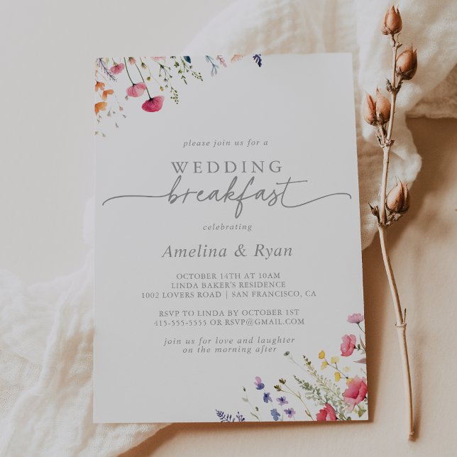 Invitación Spring Colorful Wildflower Wedding Breakfast (Subido por el creador)