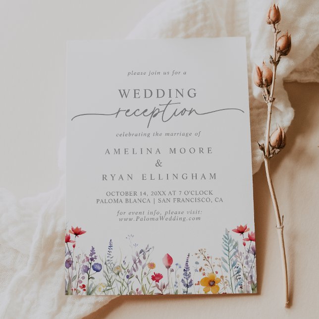 Invitación Spring Colorful Wildflower Wedding Reception (Subido por el creador)