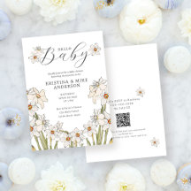 Spring Daffodil Código QR Hola Baby Shower