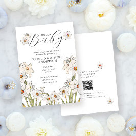 Invitación Spring Daffodil Código QR Hola Baby Shower