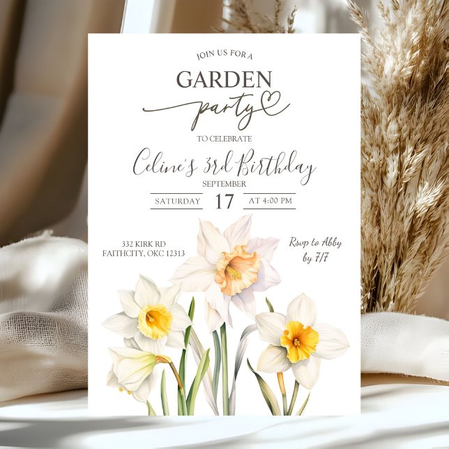 Invitación Spring Daffodil Garden Birthday Party (Subido por el creador)