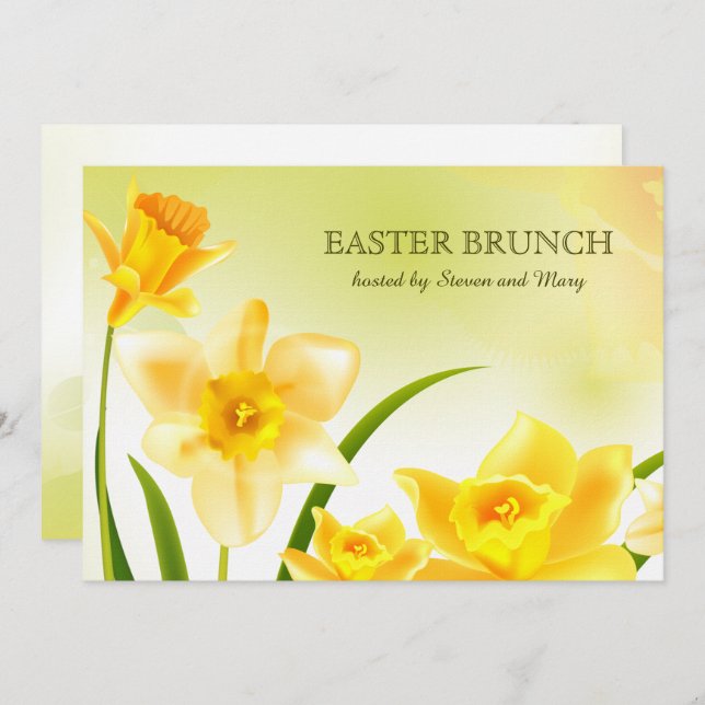 Invitación Spring Daffodils Personalizado Easter Brunch (Anverso / Reverso)