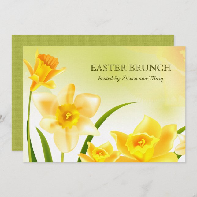 Invitación Spring Daffodils Personalizado Easter Brunch (Anverso / Reverso)