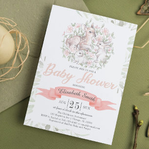 Invitación Spring Deer Bunny Baby Shower
