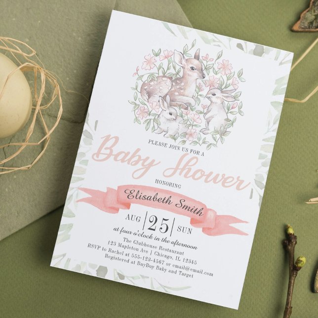 Invitación Spring Deer Bunny Baby Shower (Subido por el creador)