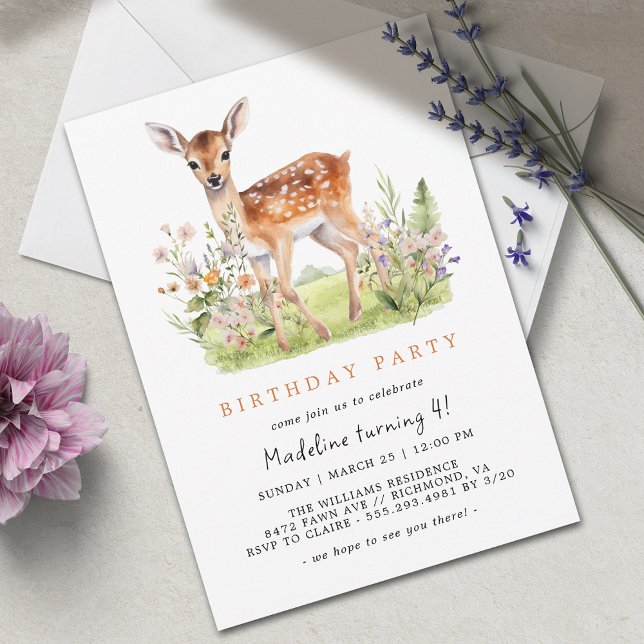Invitación Spring Deer Fawn | Cumpleaños de Chicas singulares (Subido por el creador)