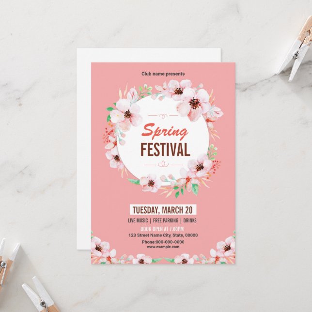 Invitación Spring Festival Invitation Flyer Template (Anverso/Reverso In Situ)
