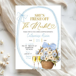 Invitación Spring Floral Blue Coquette Daisy Bridal Shower