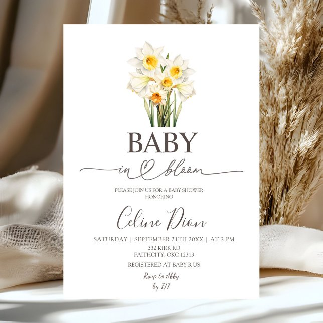 Invitación Spring Floral Daffodil Baby in Bloom (Subido por el creador)