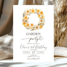 Invitación Spring Floral Daffodil Wreath Birthday Party