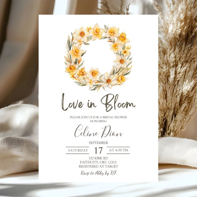 Invitación Spring Floral Daffodil Wreath Bridal Shower (Subido por el creador)