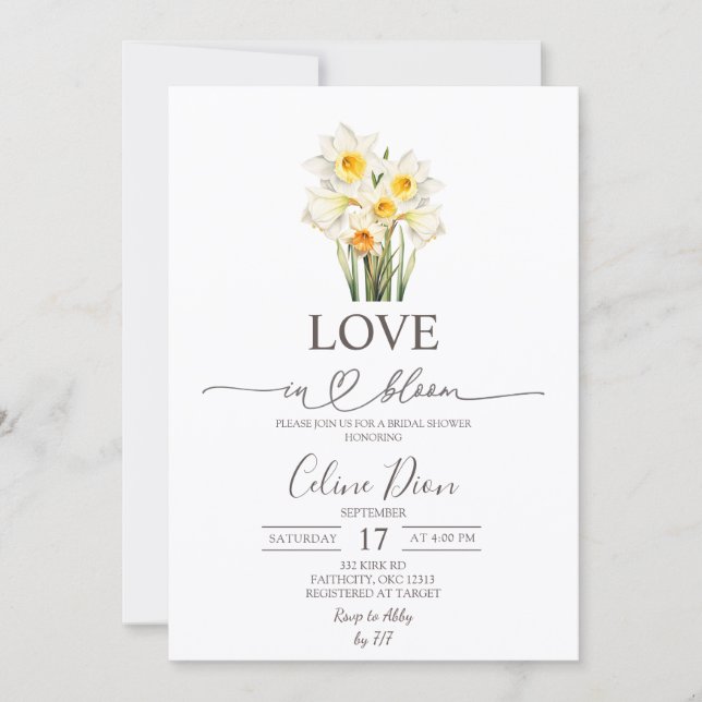 Invitación Spring Floral Daffodil Wreath Love in Bloom (Anverso)