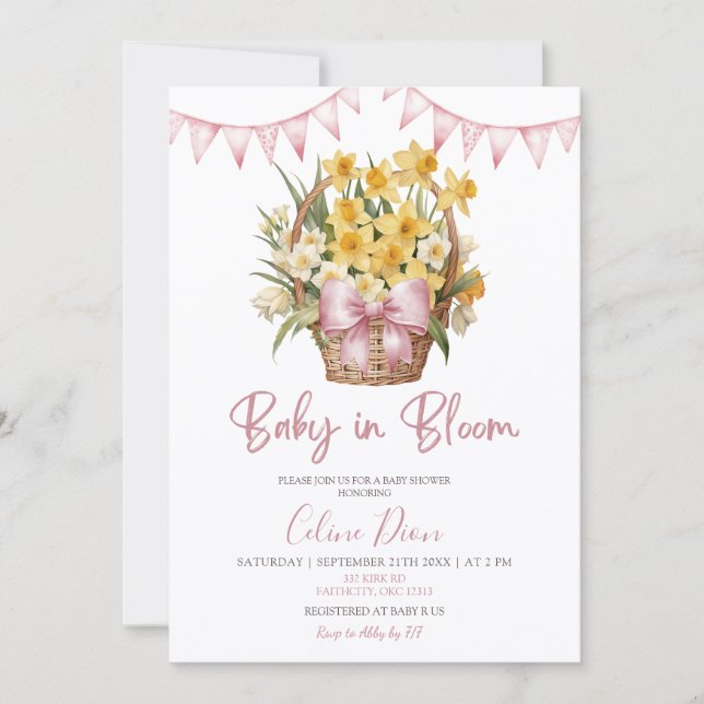 Invitación Spring Floral Pink Coquette Baby Shower (Anverso)