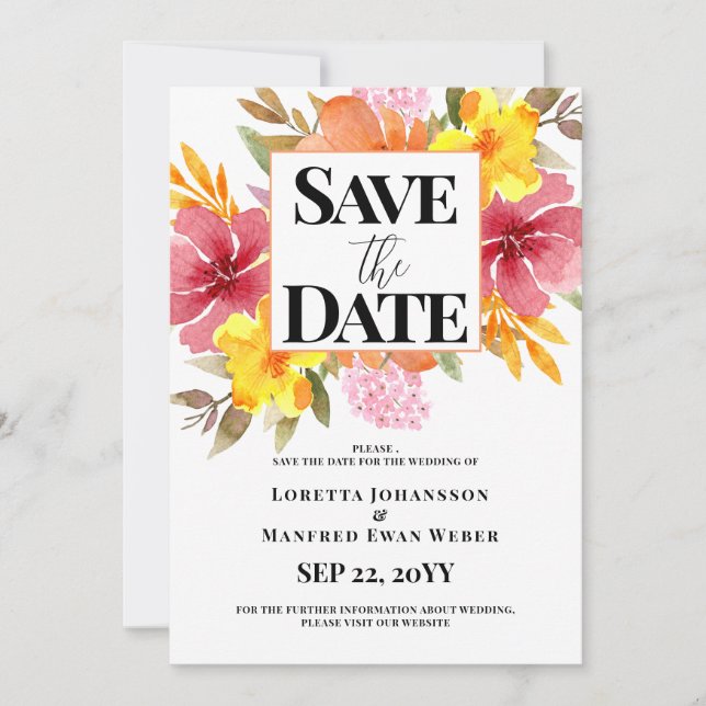 Invitación Spring Floral Save the date Invitation (Anverso)