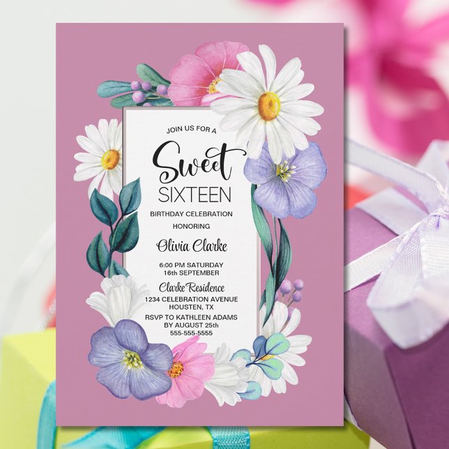 Invitación Spring Floral Sweet 16 Birthday Party (Subido por el creador)