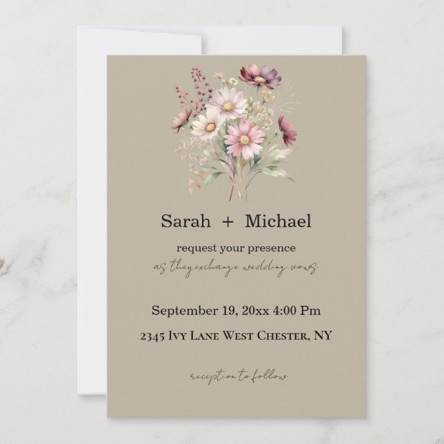 Invitación Spring Floral Wedding Invitation (Anverso)