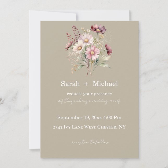 Invitación Spring Floral Wedding Invitation (Anverso)