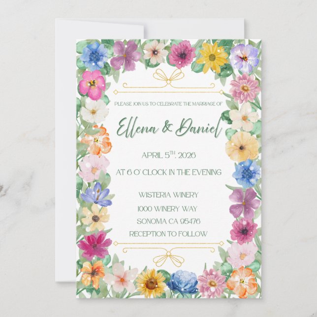 Invitación Spring Floral Wildflower Wedding Invitation  (Anverso)