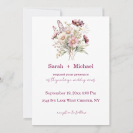 Invitación Spring Floral Wine Wedding Invitation
