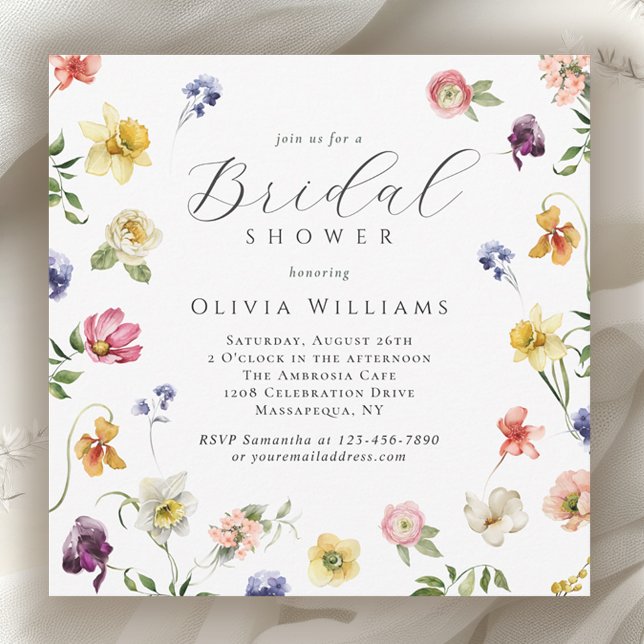 Invitación Spring Garden Blooms Floral Bridal Shower  (Available in both printed and instant download digital formats.)