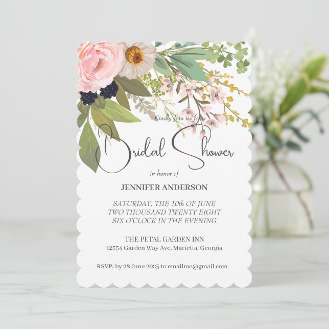 Invitación Spring Garden Floral Bouquet Bridal Shower (Anverso de pie)
