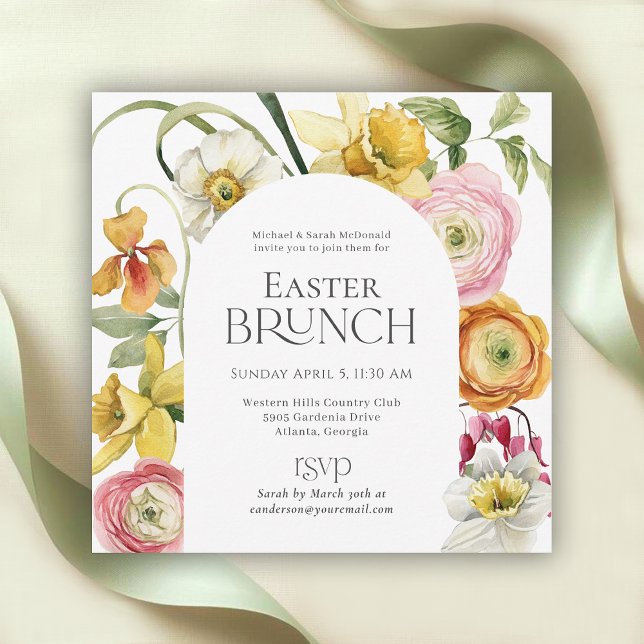 Invitación Spring Garden Floral Easter Brunch (Subido por el creador)