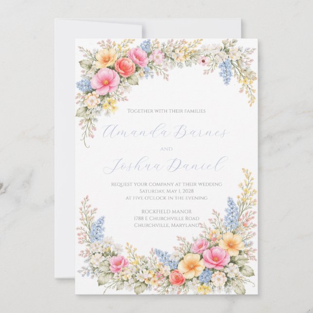 Invitación Spring Garden Floral Wedding Invitation (Anverso)