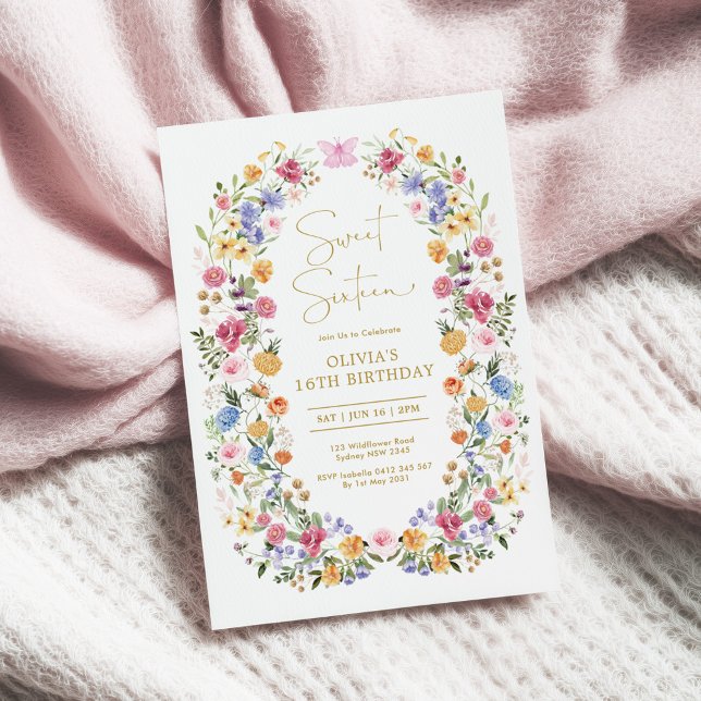 Invitación Spring Garden Flower Wreath Sweet 16 Birthday (Subido por el creador)