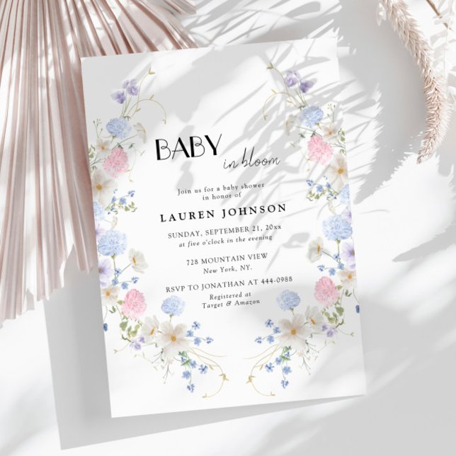 Invitación Spring Garden Pink Purple Wilflowers Baby Shower (Subido por el creador)