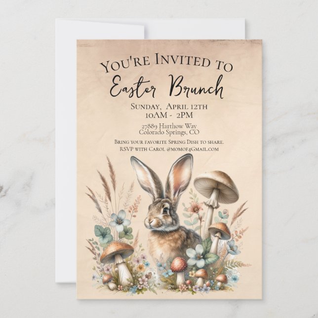Invitación Spring Jack Rabbit (Anverso)
